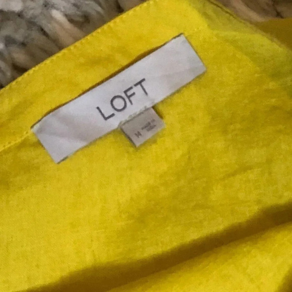 Loft Linen Blend (Linen/Viscose) Blouse with Cute Puff Sleeves, Size M - Picture 8 of 10